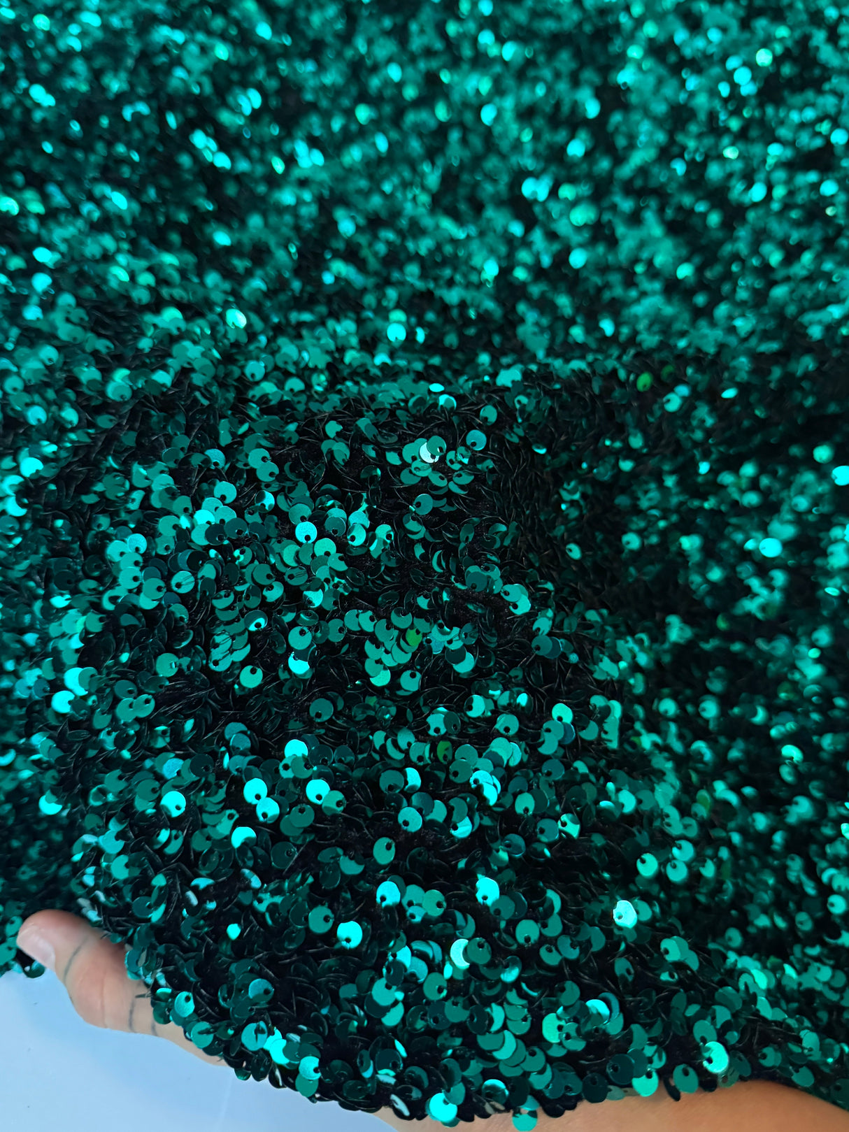 Teal Blue Sequin on Velvet