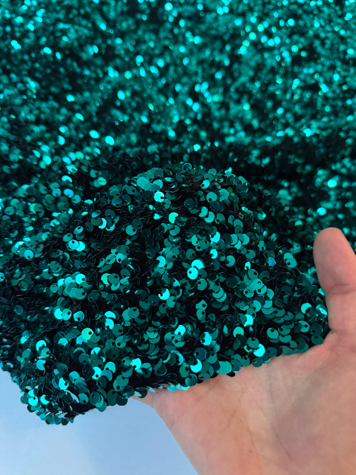 Teal Blue Sequin on Velvet