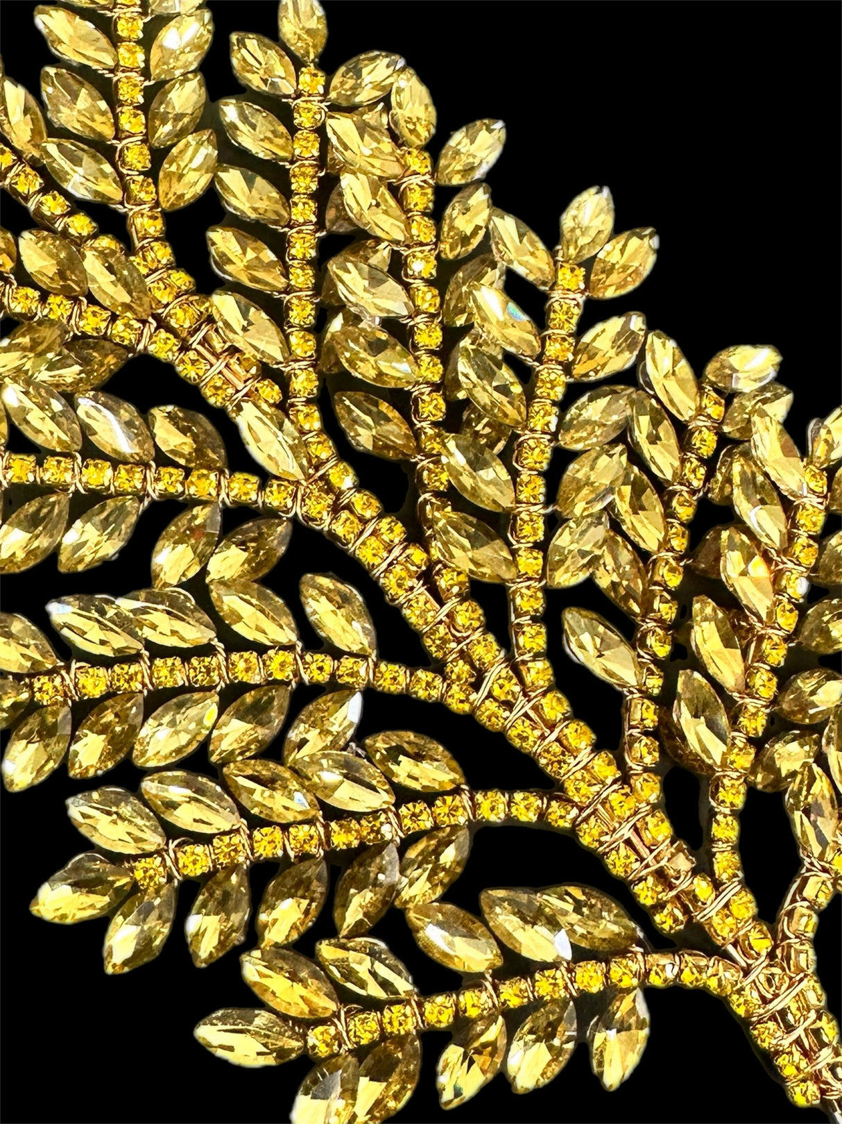 Gold Bridal Leaves Rhinestone Applique