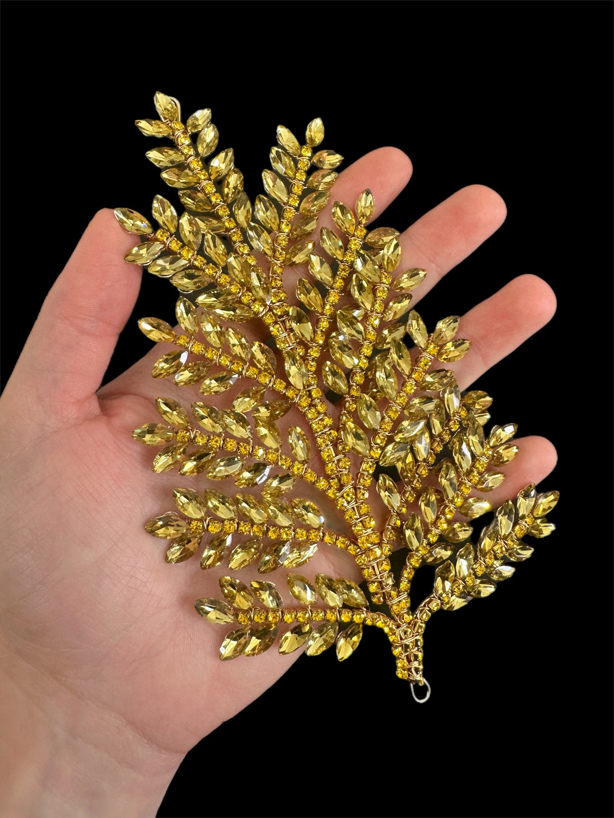 Gold Bridal Leaves Rhinestone Applique