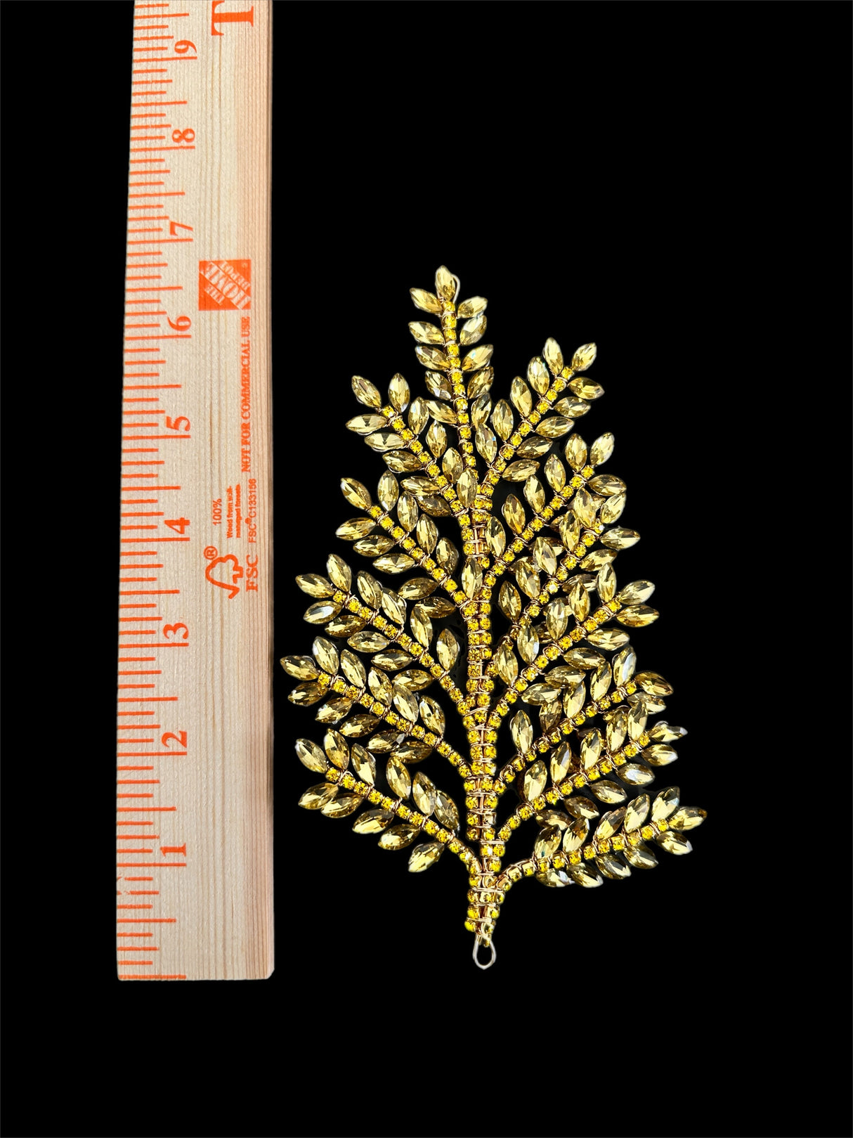 Gold Bridal Leaves Rhinestone Applique