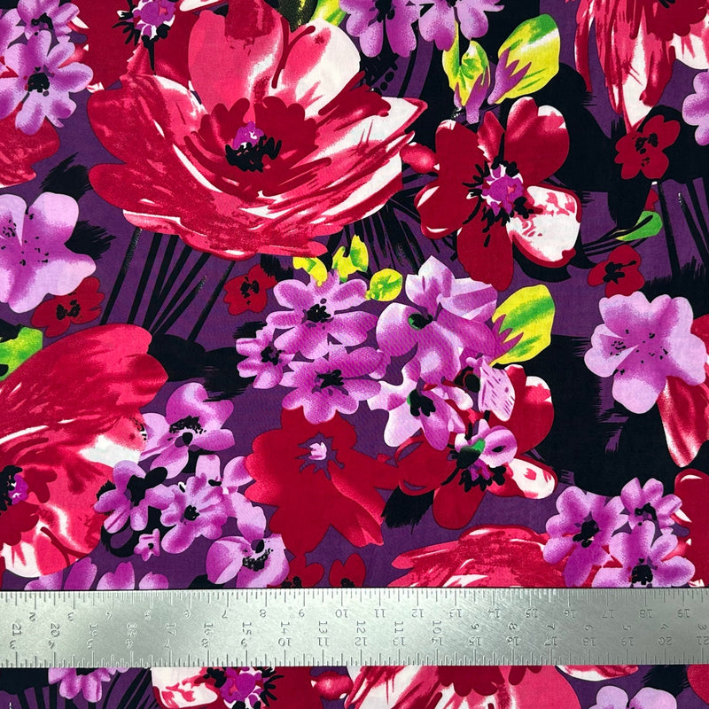 1 Yard Elegant ITY Knit Floral Print Fabric for Tops Dresses and Skirts 58 Inches Width