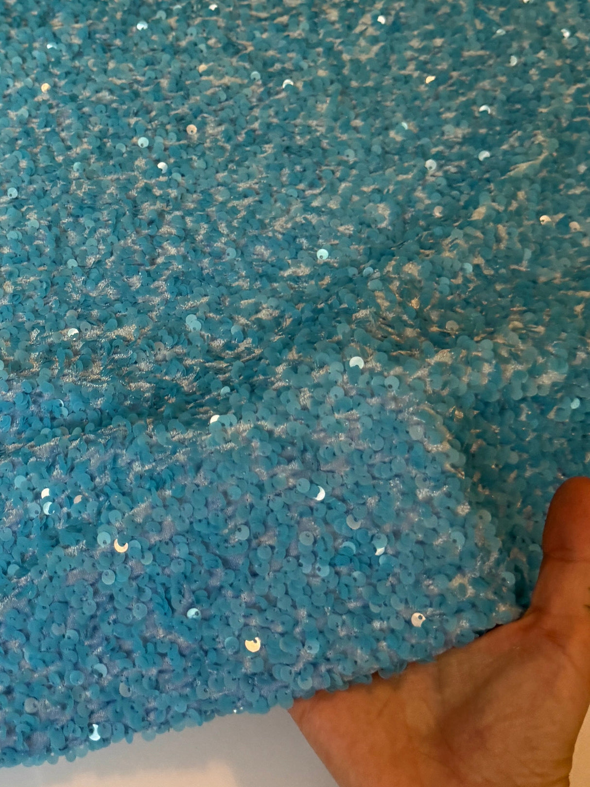 Aqua Blue Sequin on Velvet