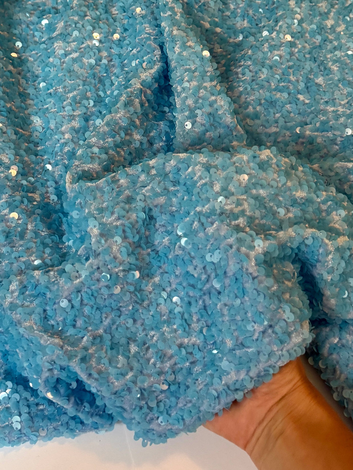 Aqua Blue Sequin on Velvet