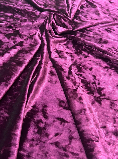 Stretch Crushed Velvet Eggplant Purple