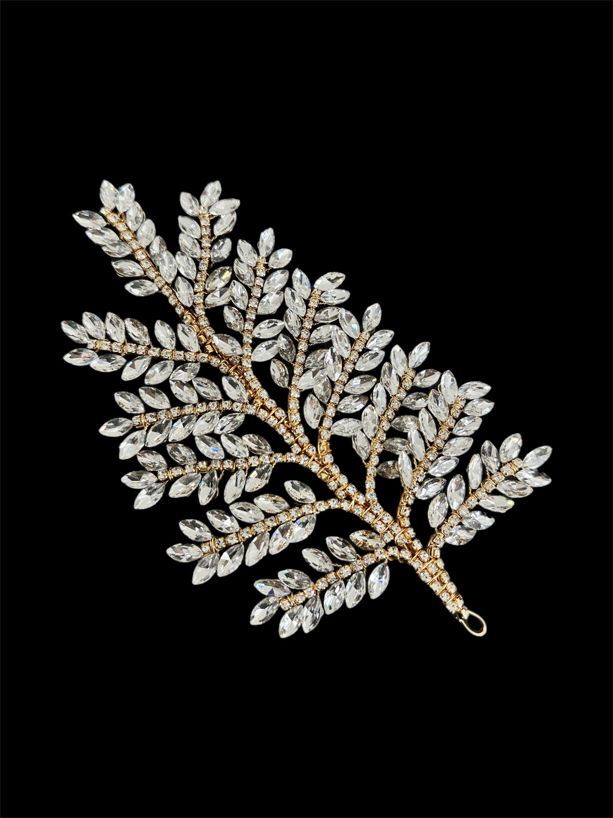Gold Silver Bridal Leaves Rhinestone Applique