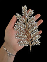 Gold Silver Bridal Leaves Rhinestone Applique