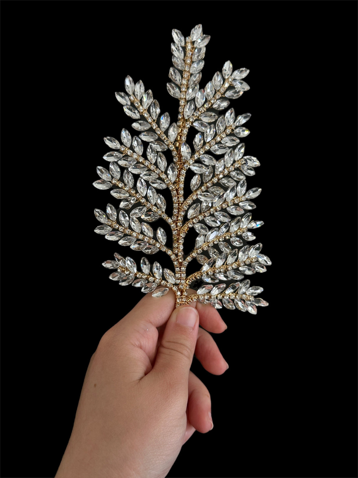 Gold Silver Bridal Leaves Rhinestone Applique