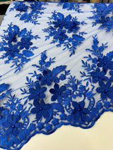 3D Floral Mesh Lace Royal Blue
