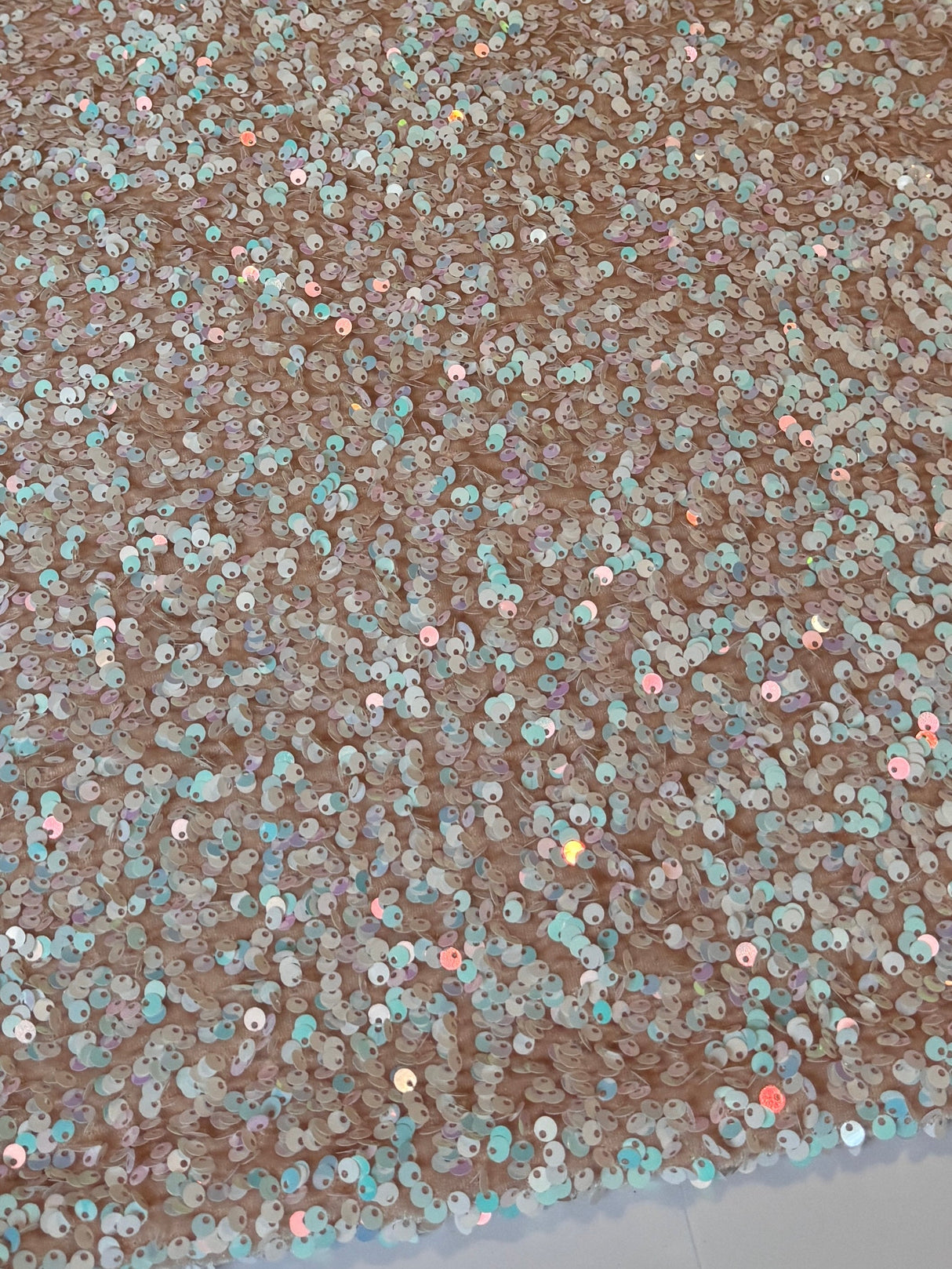 Champagne Iridescent Sequin on Velvet