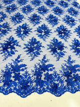 3D Floral Mesh Lace Royal Blue