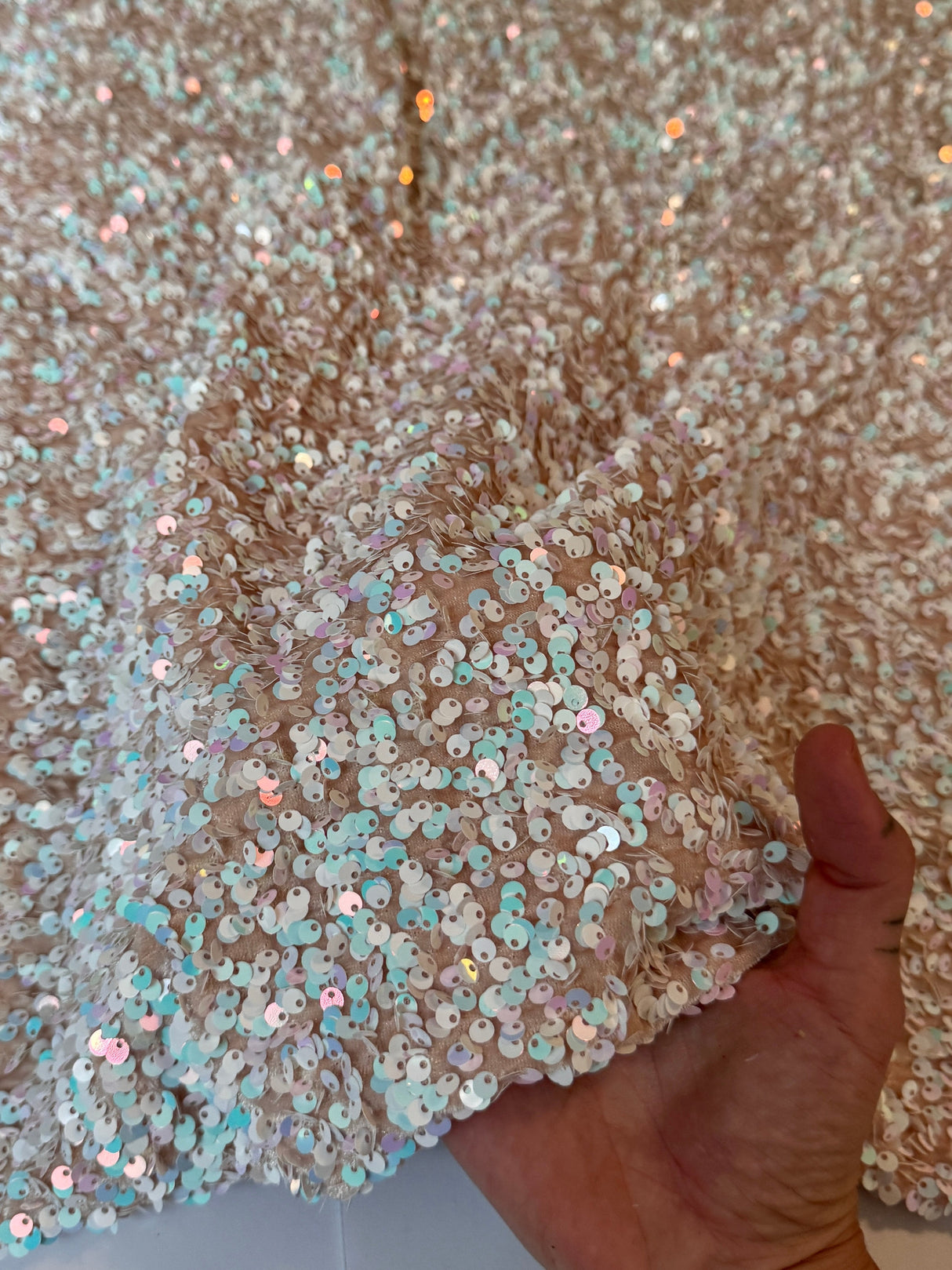 Champagne Iridescent Sequin on Velvet
