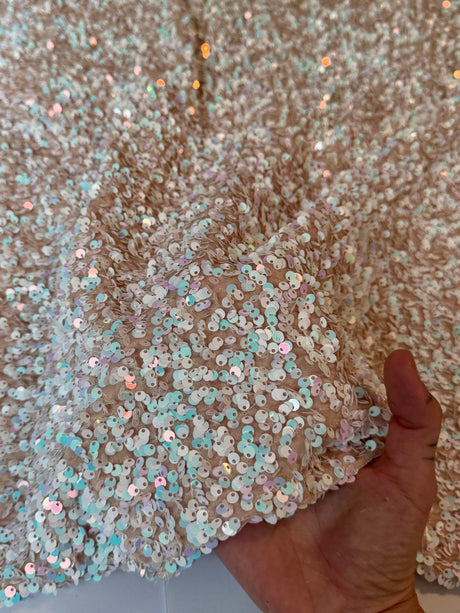 Champagne Iridescent Sequin on Velvet