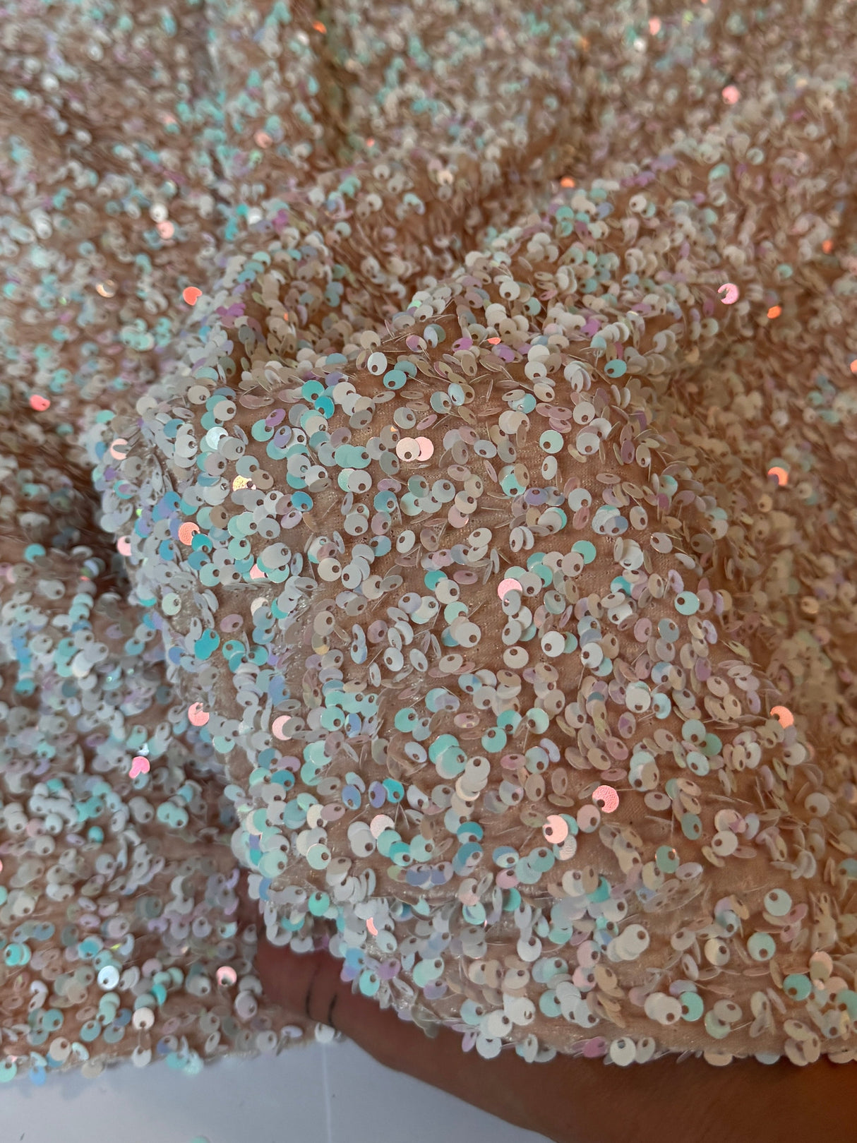 Champagne Iridescent Sequin on Velvet