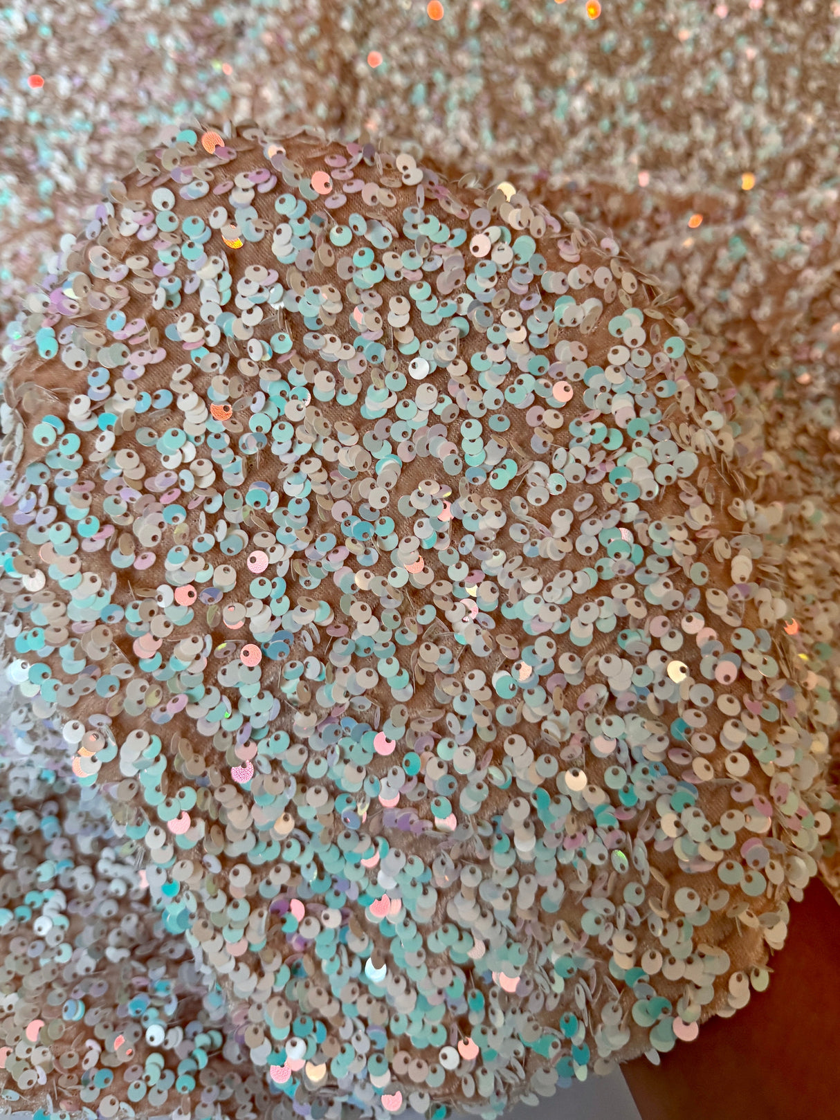 Champagne Iridescent Sequin on Velvet