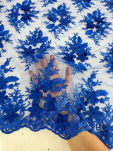 3D Floral Mesh Lace Royal Blue