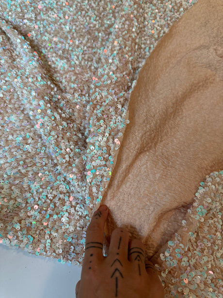 Champagne Iridescent Sequin on Velvet