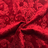 Damask Embossed Velvet Fabric - Damask Pattern, 55" Width, 100% Polyester (1 Yard)