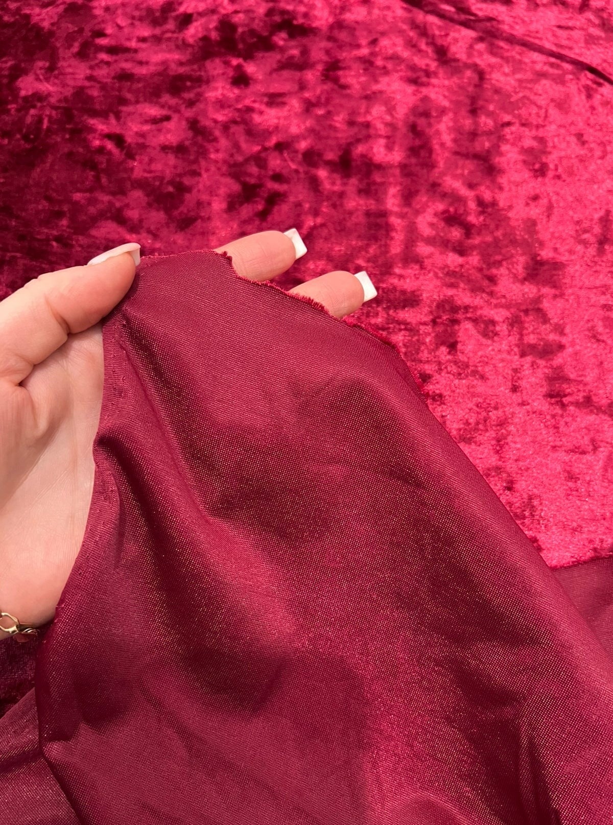 Stretch Crushed Velvet Burgundy