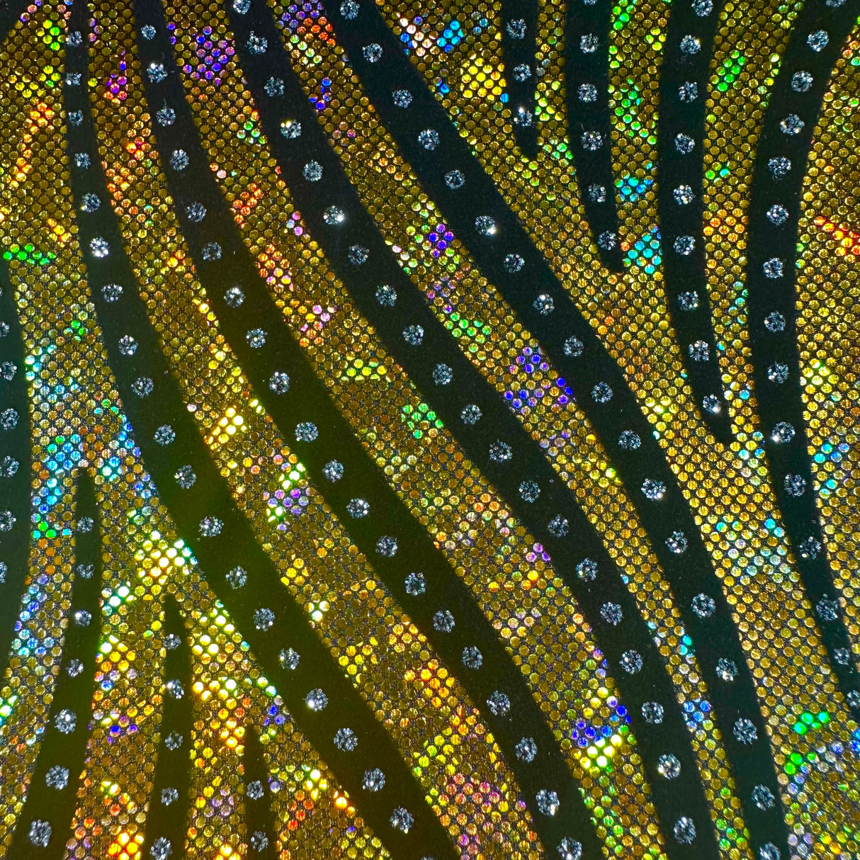 Nylon Spandex Zebra Flock Hologram Fabric