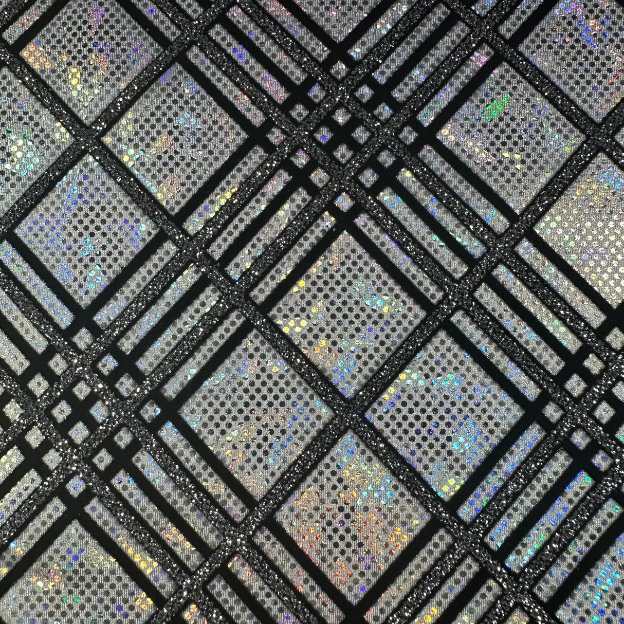 Nylon Spandex Hologram Flocking Glitter Fabric 60"