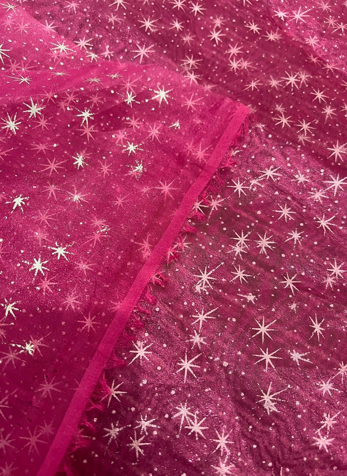 Sheer Shooting Star Organza Hot Pink