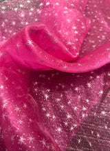 Sheer Shooting Star Organza Hot Pink