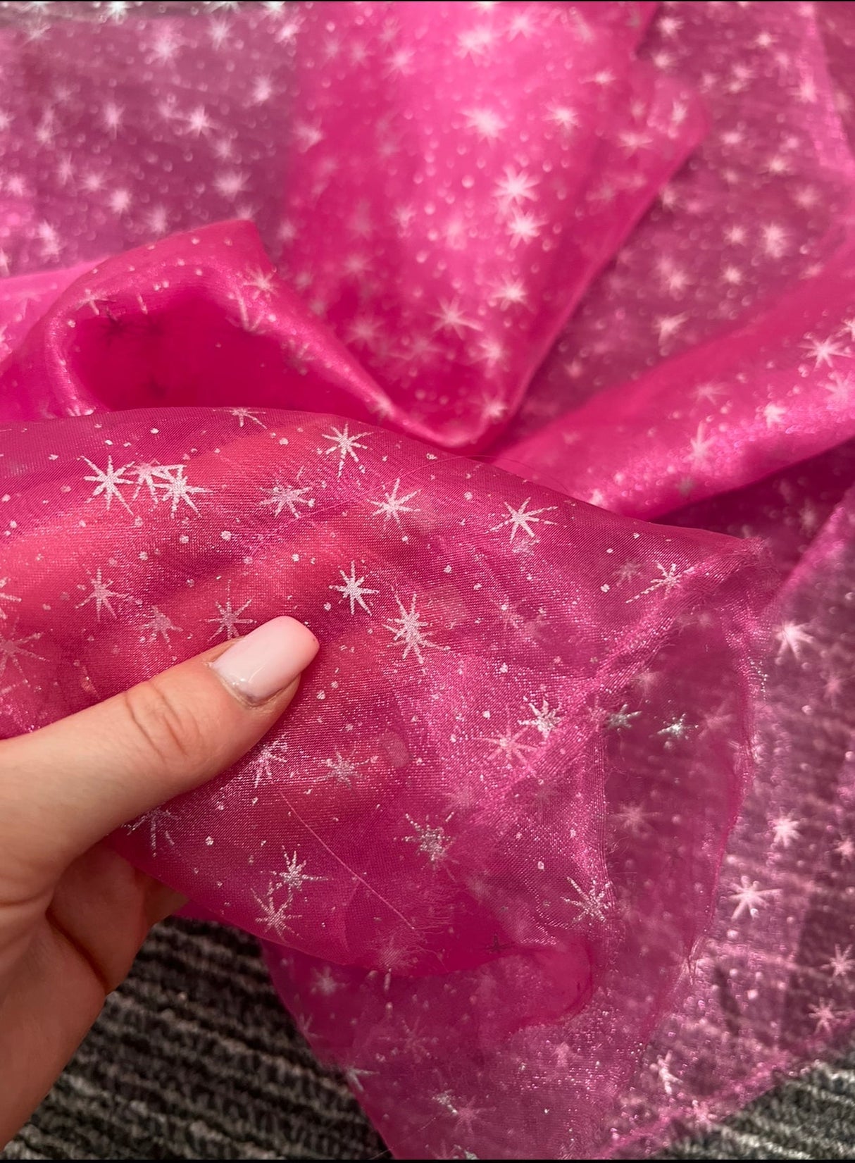 Sheer Shooting Star Organza Hot Pink