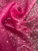 Sheer Shooting Star Organza Hot Pink
