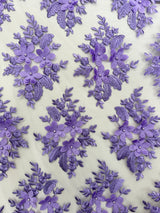 3D Flower Scalloped Mesh Lace Lavender