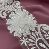 1 Yard Beaded 3D Floral Lace Trimming Embroidered on 100% Polyester Net Mesh 3.5" Wide