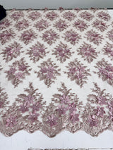 3D Flower Scalloped Mesh Lace Blush