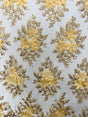 3D Flower Scalloped Mesh Lace Gold