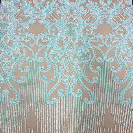 Stretch Sequins Damask Fabric
