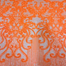 Alta Striped Damask Stretch Sequins Nylon Spandex Mesh Fabric - Pearl Blue Iridescent, Striped Damask, 60" Width (1 Yard)