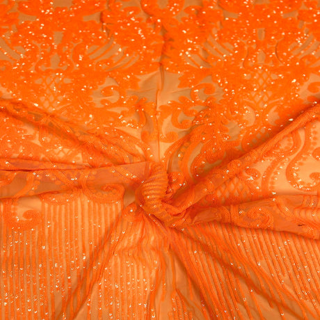 Stretch Sequins Damask Fabric