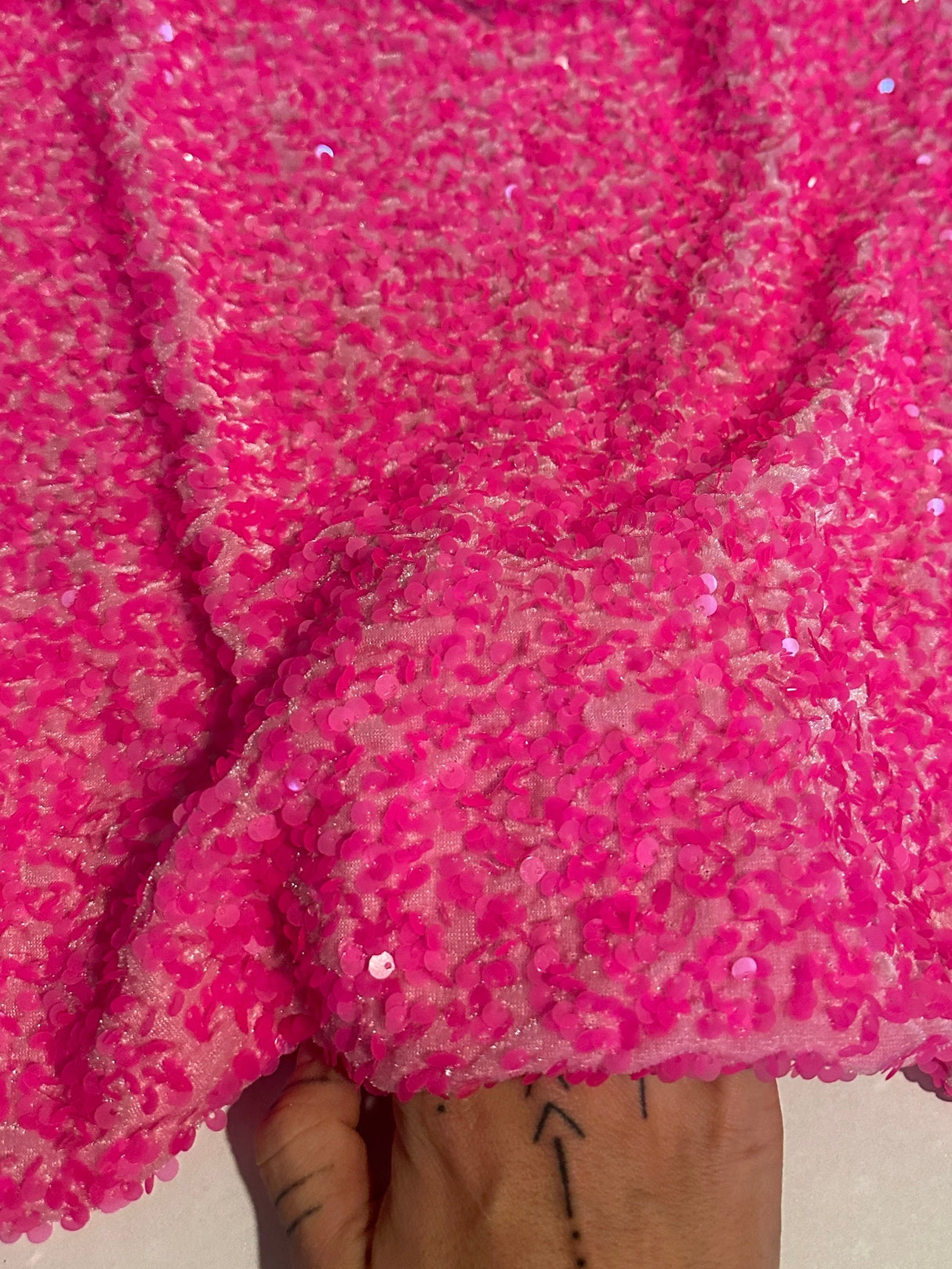 Sequin Velvet Neon Pink