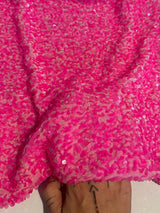 Sequin Velvet Neon Pink