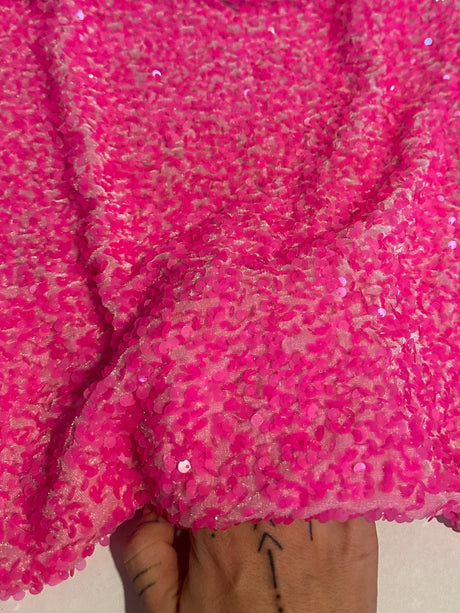 Sequin Velvet Neon Pink