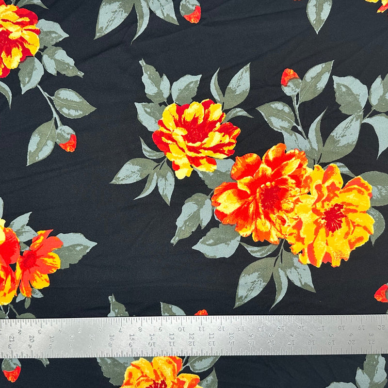 1 Yard Techno Crepe Knit Floral Pattern Fabric Soft Stretchy Polyester 60 Inch Width