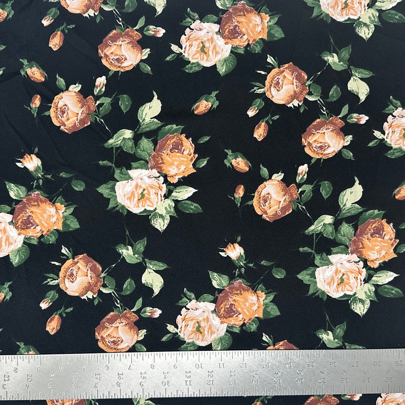 1 Yard Techno Crepe Knit Fabric Floral Pattern Soft Stretch 60 Inch Width