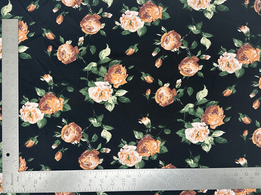 1 Yard Techno Crepe Knit Fabric Floral Pattern Soft Stretch 60 Inch Width