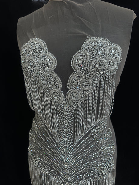 Silver Rhinestone Bodice Applique