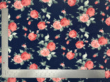 1 Yard Techno Crepe Knit Fabric Floral Pattern Soft Stretch 60 Inch Width