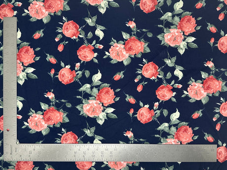 1 Yard Techno Crepe Knit Fabric Floral Pattern Soft Stretch 60 Inch Width