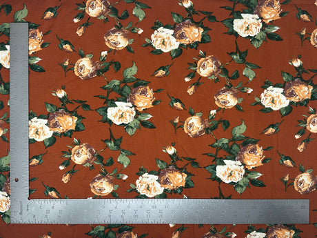 1 Yard Techno Crepe Knit Fabric Floral Pattern Soft Stretch 60 Inch Width