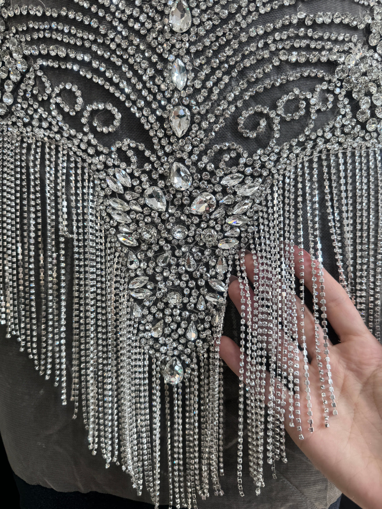 Silver Rhinestone Bodice Applique
