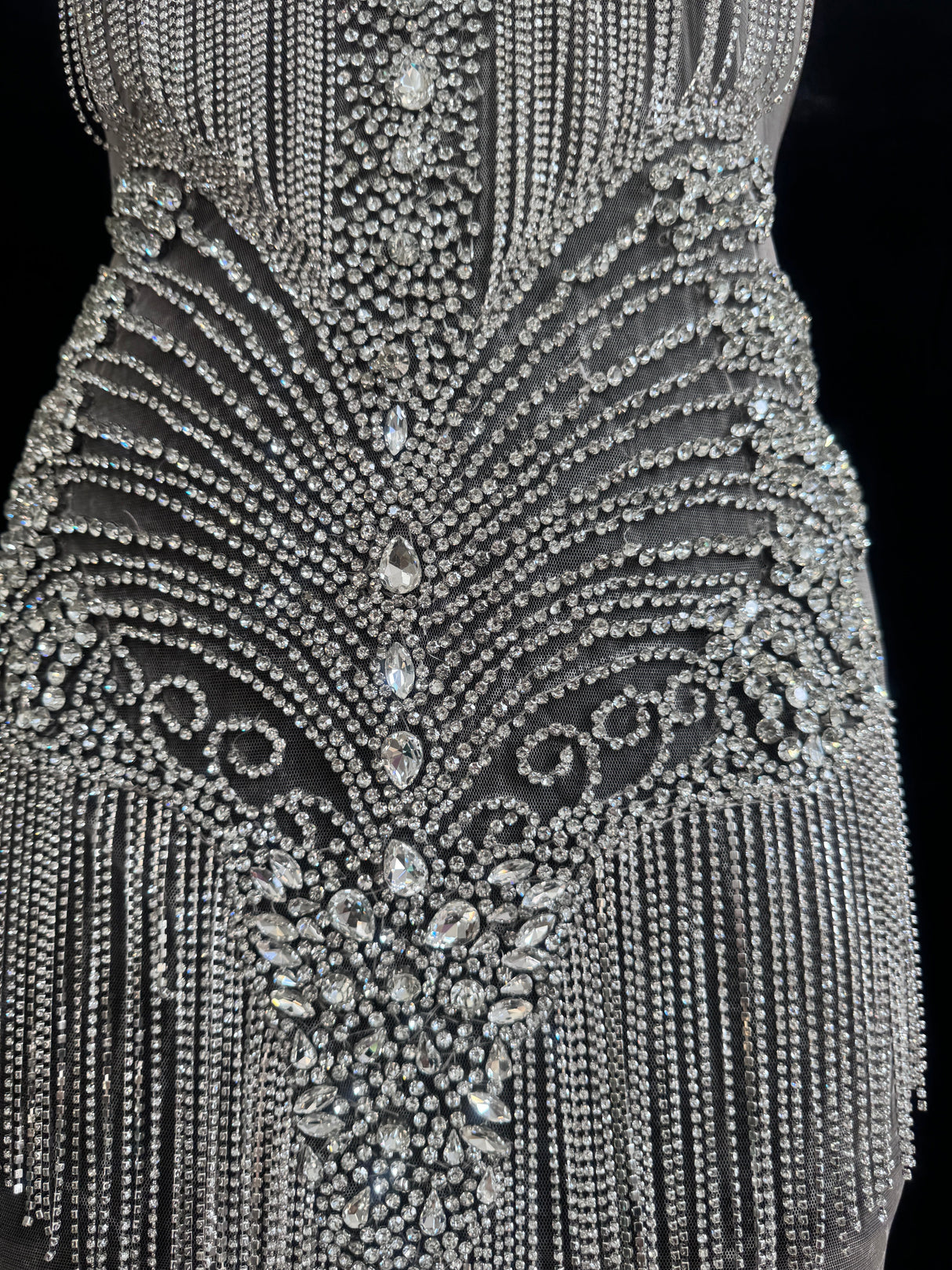 Silver Rhinestone Bodice Applique