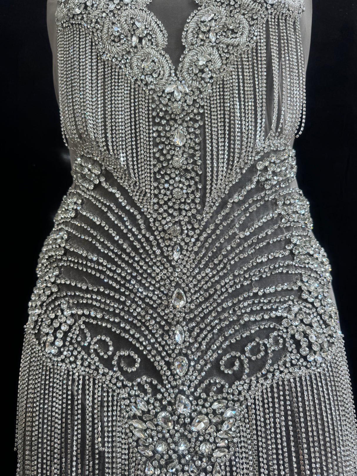Silver Rhinestone Bodice Applique