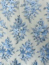 3D Flower Scalloped Mesh Lace Baby Blue
